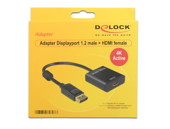 Image of DeLOCK 62607 video cable adapter 0.2 m DisplayPort HDMI Type A...