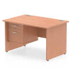 Dynamic Impulse W1200 x D800 x H730mm Straight Office Desk Panel End Leg With 1 x 2 Drawer Fixed Pedestal Beech Finish - MI001733 DD