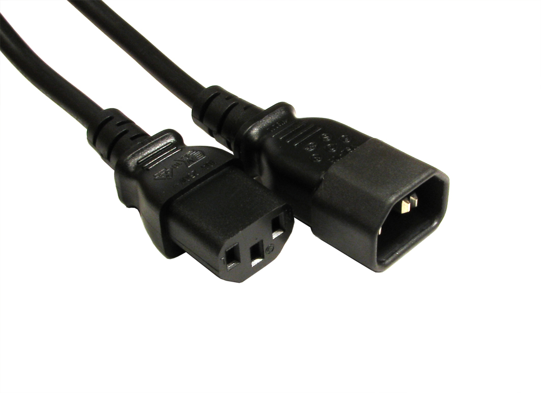Cables Direct IEC Extension Cable C13 / C14 0.5m power cable Black C14 coupler C13 coupler