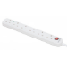 Manhattan Power Distribution Unit UK, x6 gang/output with on/off switch (neon) and Surge Protection, 2m cable, 13A, White, Extension Lead, PDU, Power Strip, Three Year Warranty