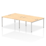 Dynamic Impulse Back-to-Back 4 Person Bench Desk W1400 x D1600 x H730mm With Cable Ports Maple Finish Silver Frame - IB00150 DD