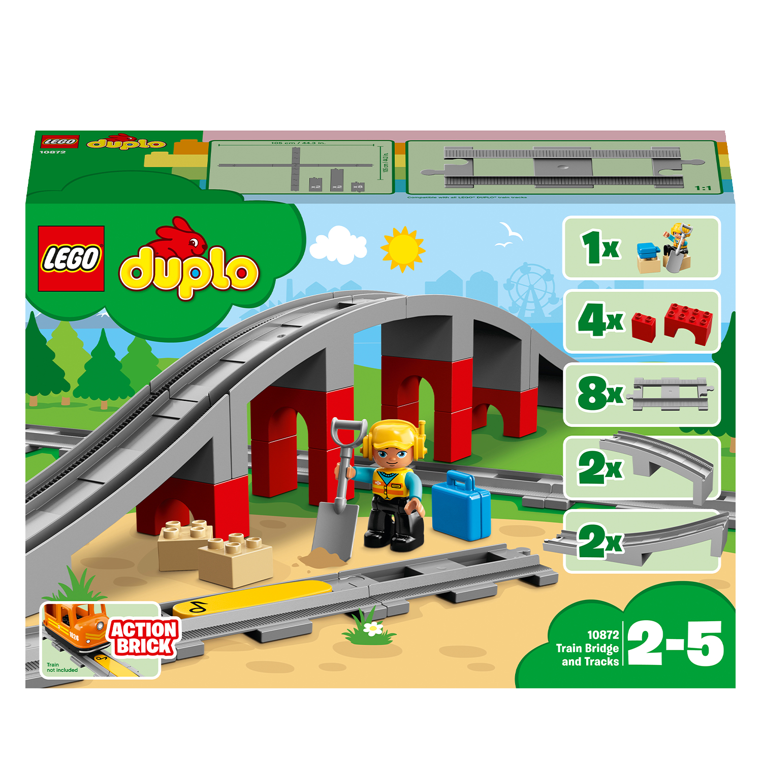 Image of LEGO Duplo Eisenbahnbrücke und Schienen 10872