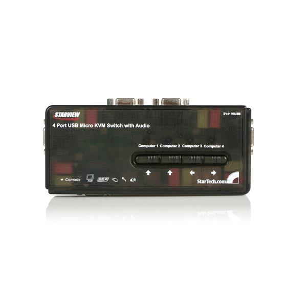 Image of StarTech.com 4 Port Black USB KVM Switch Kit with Cables and Audio