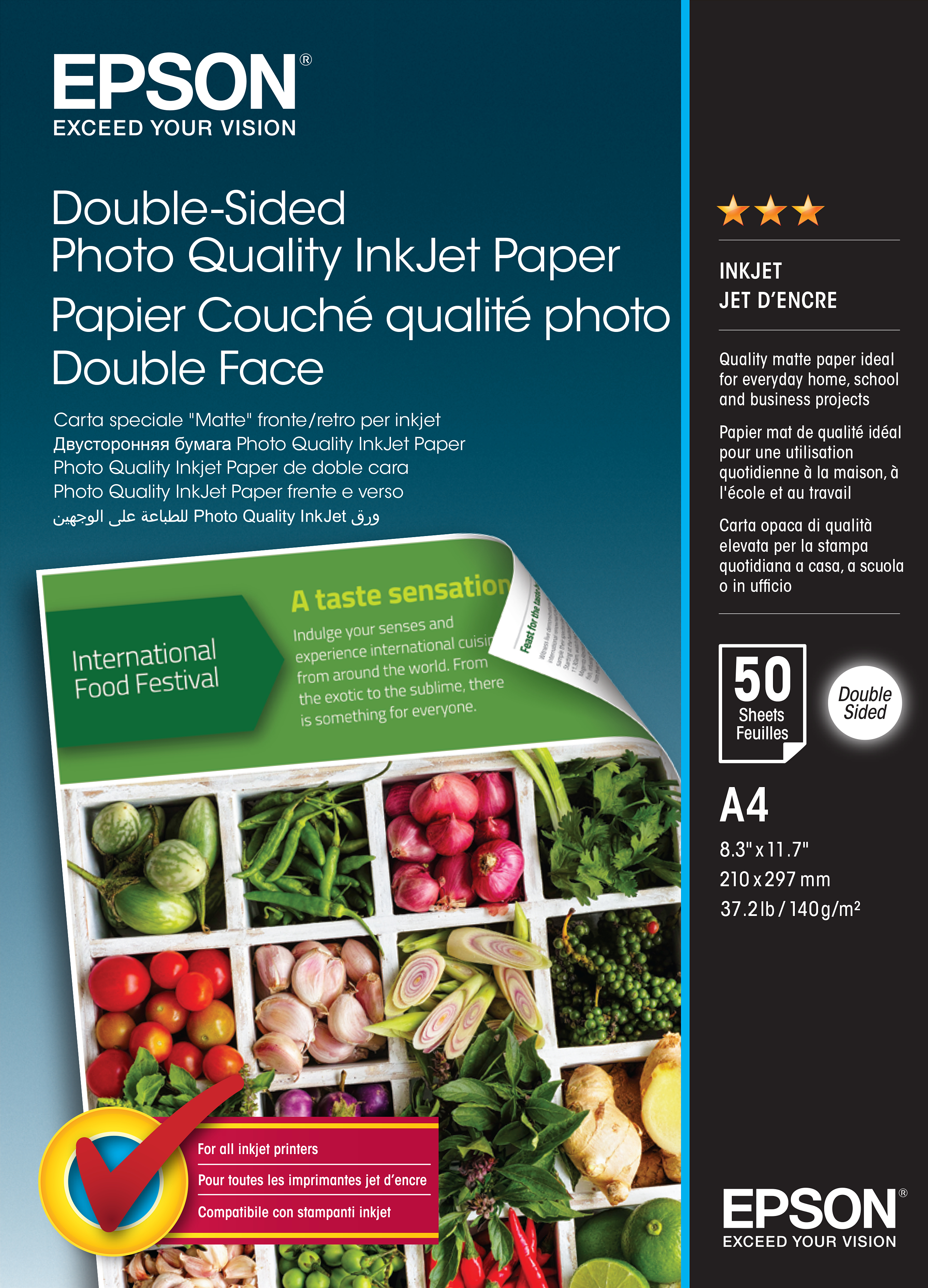 Image of Epson Double-Sided Photo Quality Inkjet Paper - A4 - 50 Sheets