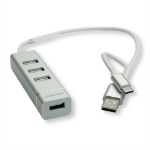 ROLINE 14.02.5037 interface hub USB 2.0 480 Mbit/s Silver, White