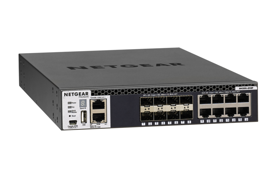 Image of NETGEAR M4300-8X8F Managed L3 10G Ethernet (100/1000/10000) 1U Black
