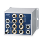 PLANET IP50 Industrial L2+ 8-Port 10/100/1000T 802.3at PoE M12 + 2-Port 10/100/1000T M12 Bypass Managed Ethernet Switch L2+ Power over Ethernet (PoE) Blue, Metallic