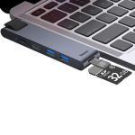 Baseus CAHUB-L0G laptop dock/port replicator Thunderbolt 3 Black, Silver