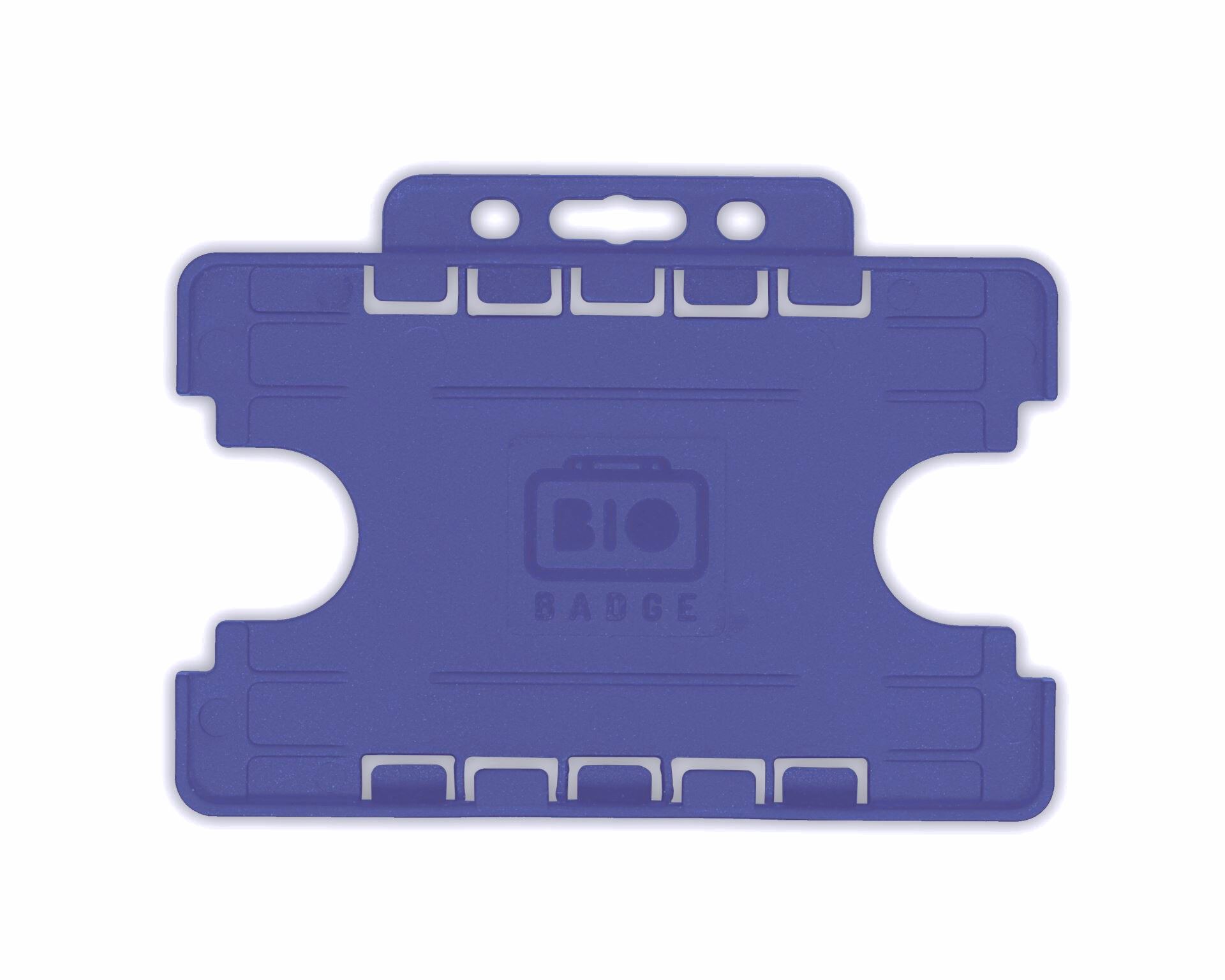 BioBadge Mid Blue Dual-Sided BIOBADGE Open Faced ID Card Holders - Landscape (Pack of 100)