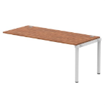 Dynamic Impulse W1800 x D800 x H750 Single Row Bench Desk Extension Kit With Cable Management Ports Goal Post Leg Walnut Finish Silver Frame - IB00476 DD