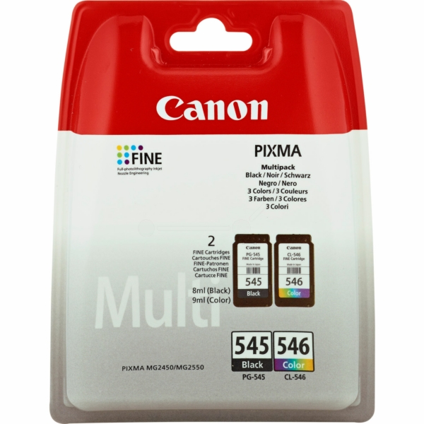 Canon 8287B005 (PG-545 CL 546) Printhead multi pack, 180 pages, 2x8ml, Pack qty 2 Canon 8287B005 (PG-545 CL 546) Printhead multi pack, 180 pages, 2x8ml, Pack qty 2