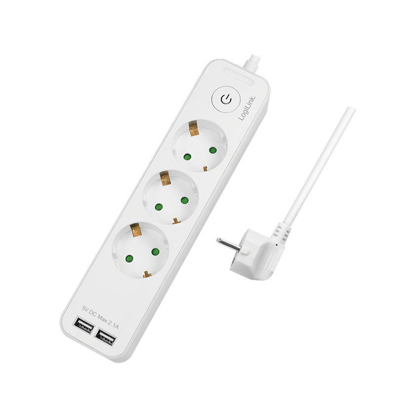 Image of LogiLink LPS248U power extension 1.5 m 3 AC outlet(s) Indoor White
