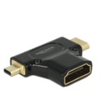 DeLOCK HDMI-A/HDMI Mini-C+ Micro-D, F/M+M Mini-HDMI + Micro-HDMI Black