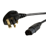 Videk UK Mains Plug (5A Fuse) to IEC (C13) Socket LSZH Power Cable Black 3m