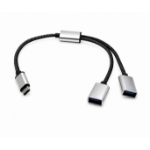 JLC DU20 Braided Type C to Dual USB Female Splitter Adapter