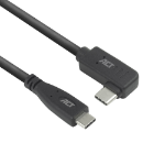ACT USB 3.0 10Gbps 60W USB Type-C (recht) naar USB Type-C (haaks links/rechts) kabel, 0,5 meter