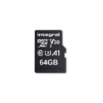 Integral 64GB MICRO SD CARD SDXC UHS-1 U3 CL10 V30 A1 UP TO R-100 MBS