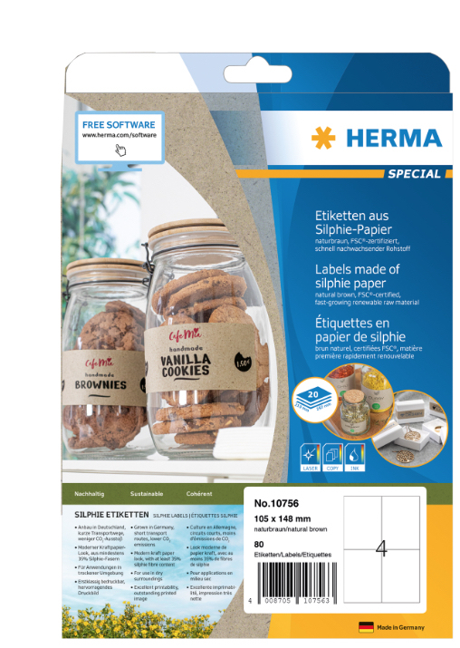 HERMA 10756 self-adhesive label Rectangle Permanent Brown 80 pc(s)