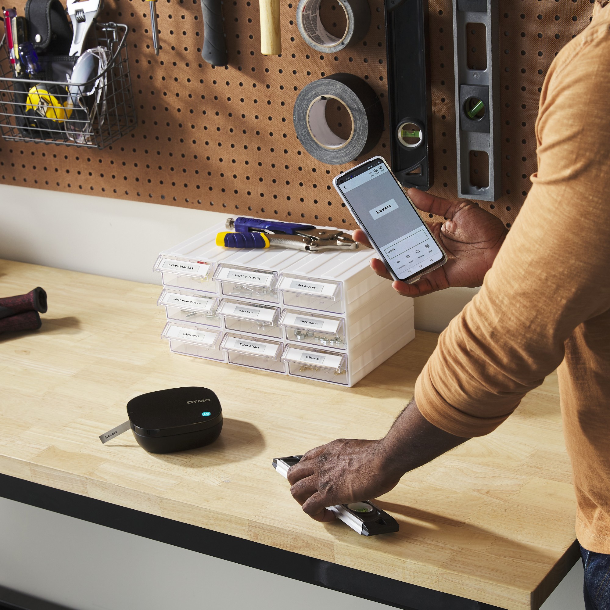 DYMO LetraTag 200B Bluetooth Label Maker | Compact Label Printer | Connects Through Bluetooth Wireless Technology to iOS and Android | Includes 1 White Paper Label Tape | Black