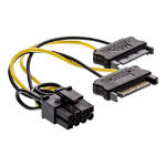 InLine Power adaptor cable, 2x SATA male / 8pin PCI-Express male, 0.15m