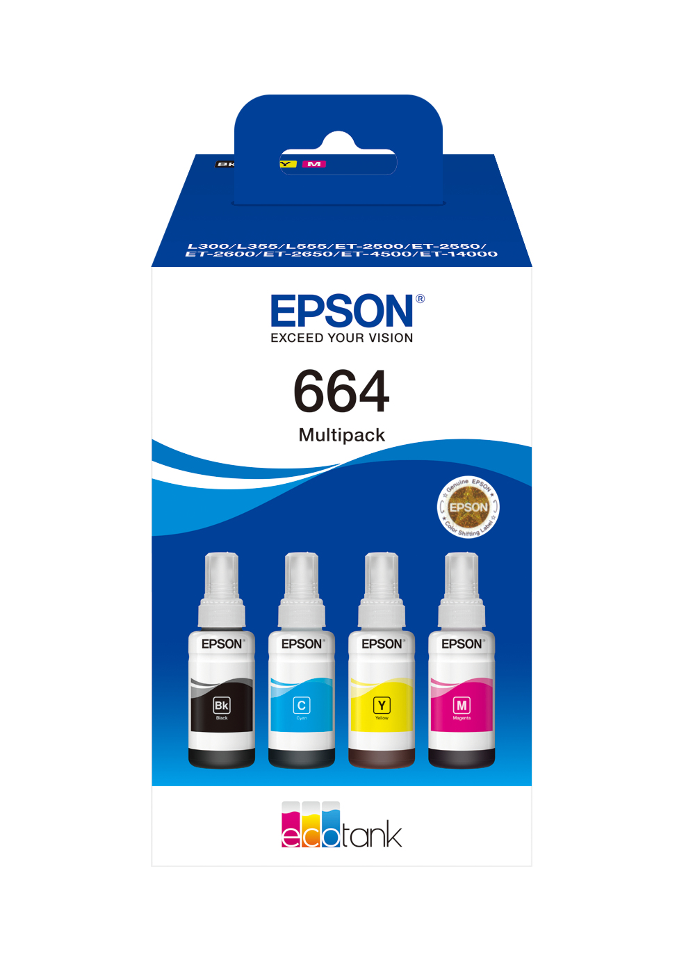 Image of Epson C13T664640/664 Ink bottle multi pack Bk,C,M,Y 70ml 1x4500pg...