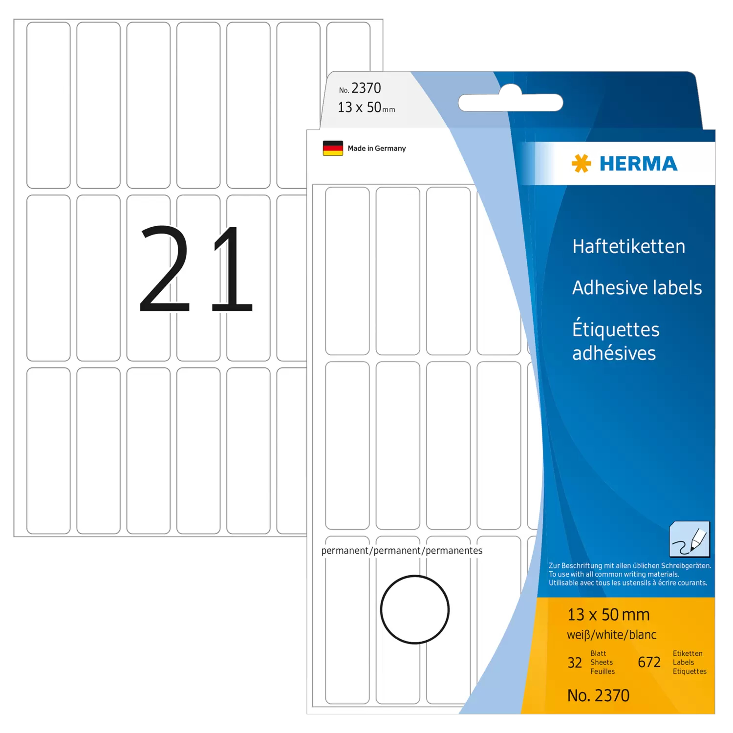 Image of HERMA Multi-purpose labels 13x50 mm white paper matt hand...