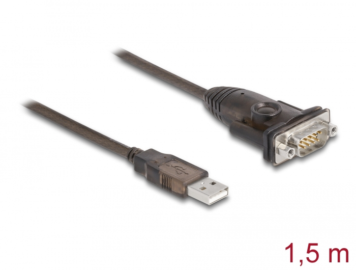 Image of DeLOCK 62645 serial cable Black 1.5 m USB Type-A DB-9