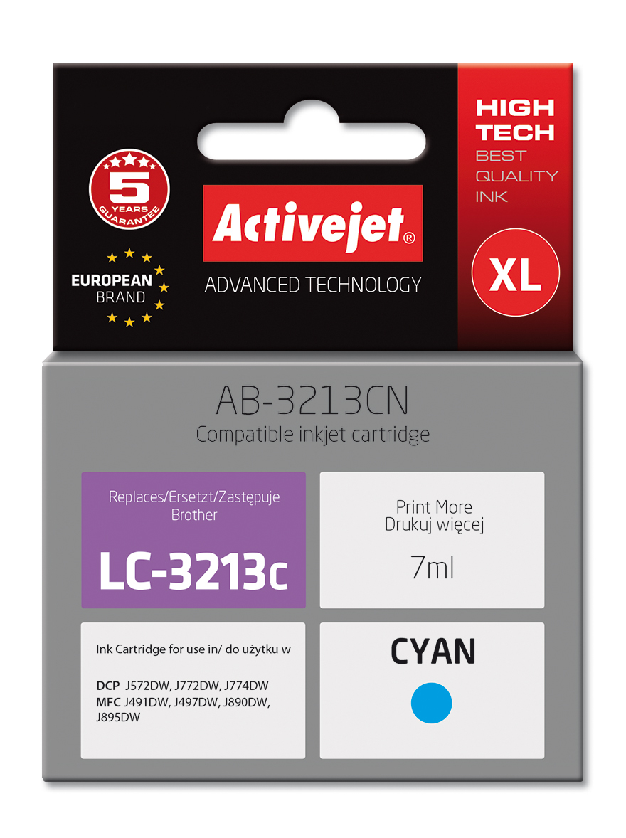 Activejet AB-3213CN printer ink for Brother, Brother LC3213C replacement; Supreme; 7 ml; cyan