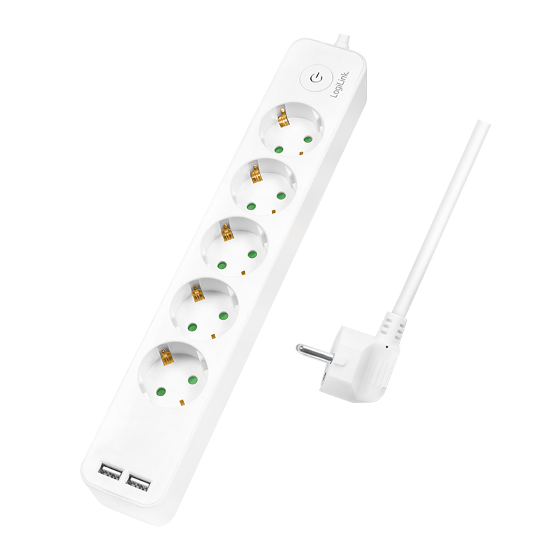 Image of LogiLink LPS249U power extension 1.5 m 5 AC outlet(s) Indoor White