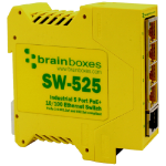 Brainboxes SW-525 network switch Unmanaged L2 Fast Ethernet (10/100) Power over Ethernet (PoE) DIN rail Yellow