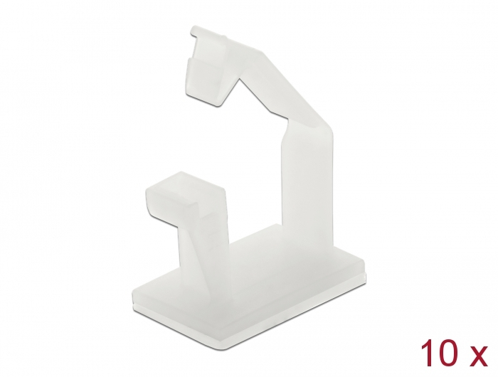 DeLOCK Cable holder with locking clip self-adhesive natural 10 pieces