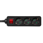 Deltaco GT-0360 power extension 1.5 m 3 AC outlet(s) Indoor Black