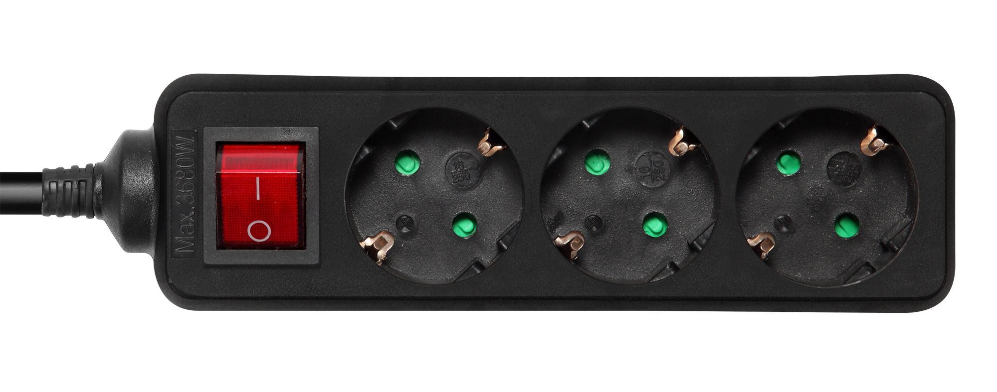 EU Product - Earthed power strip, 1xCEE 7/7, 3xCEE 7/3, child protected, 1.5m - Black thumbnail