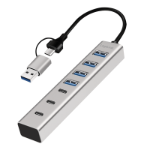 LogiLink USB 3.0 Hub, 7-port, 4x USB-A 3x USB-C, aluminum housing