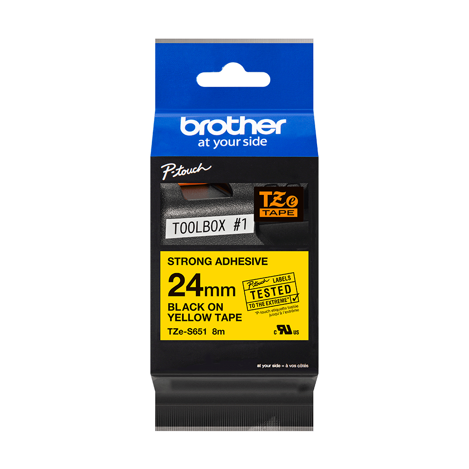 Brother TZE-S651 DirectLabel black on yellow extra strong Laminat 24mm x 8m for Brother P-Touch TZ 3.5-24mm/HSE/36mm/6-24mm/6-36mm