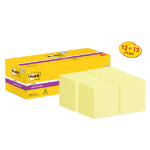 3M Post-it® Super Sticky Notes, Canary Yellow, 76 mm x 76 mm, Promo Pack, 90 Sheets/Pad, 12 + 12 FREE Pads/Pack, Cardboard Pack, 100% PEFC SGSCH-PEFC-COC