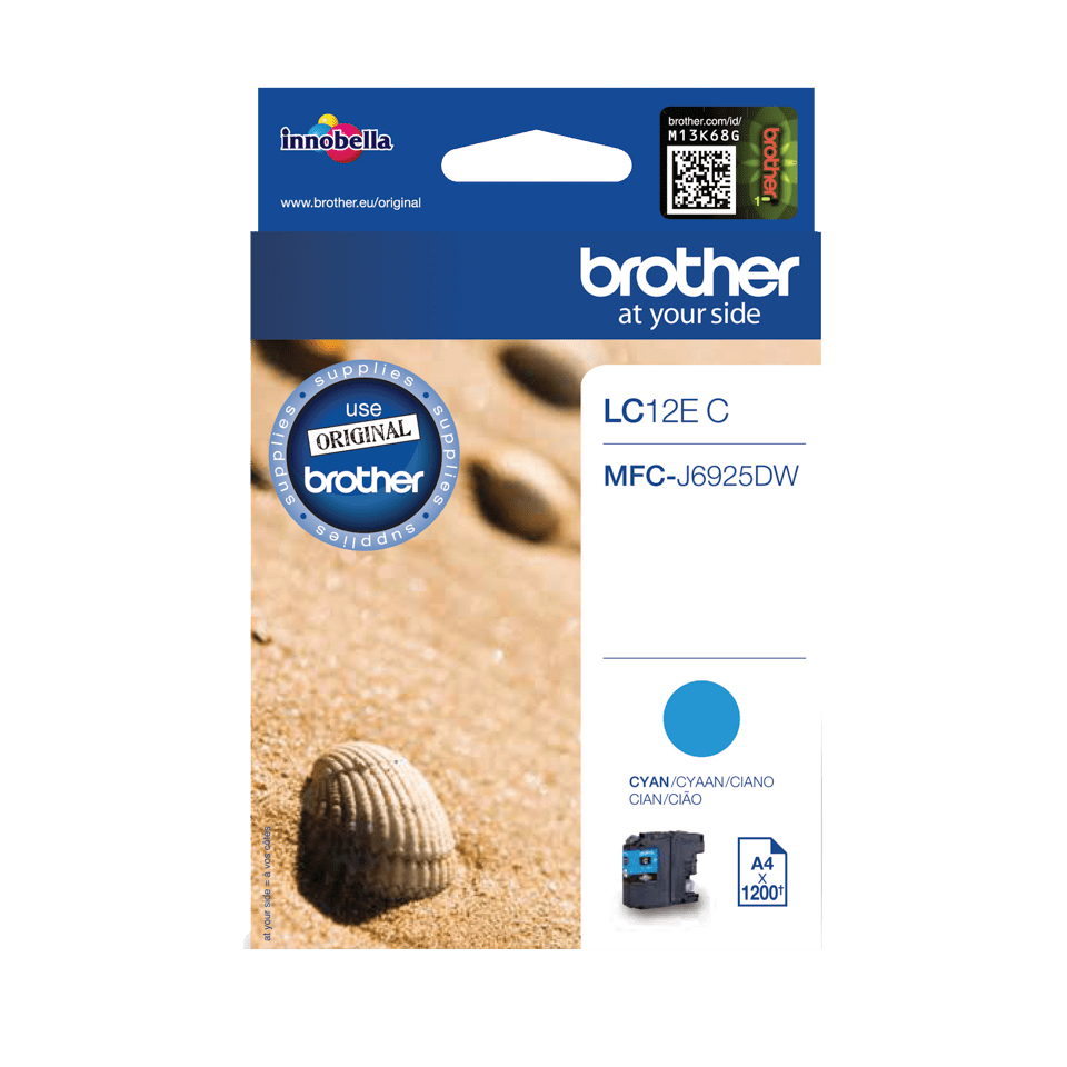 Brother LC-12EC Ink cartridge cyan. 1.2K pages ISO/IEC 24711 for Broth