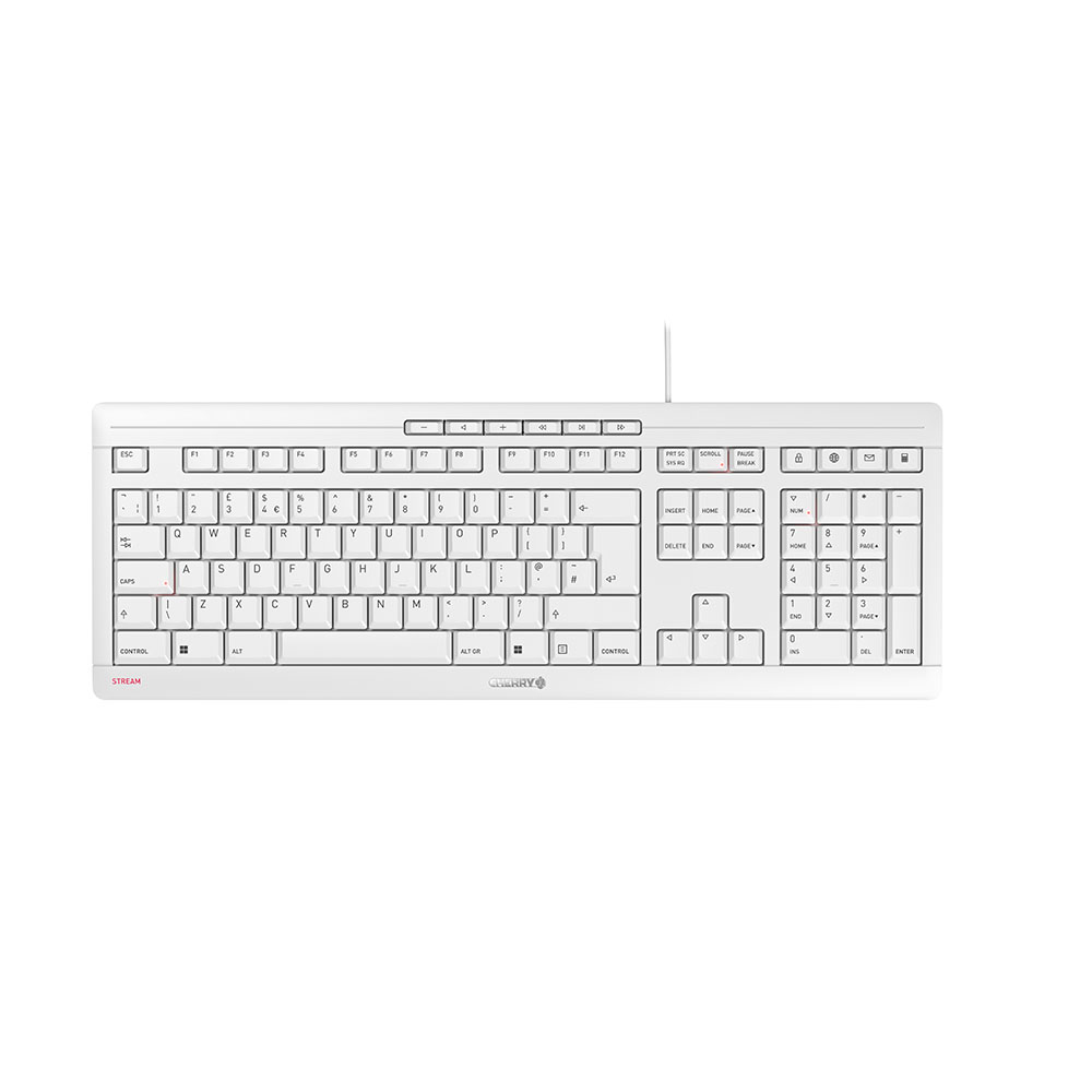 Image of CHERRY STREAM KEYBOARD Corded Keyboard, Light Grey, USB (QWERTY - UK)