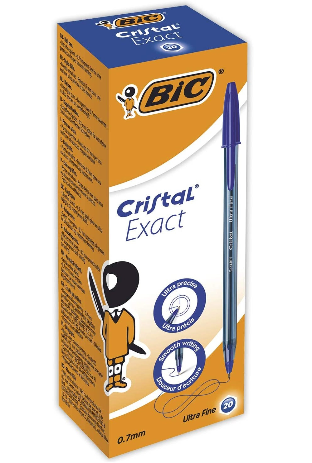 Image of BIC Cristal Exact Blue Stick ballpoint pen Ultra Fine 20 pc(s)