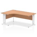 Dynamic Impulse Contract Left Hand Crescent Cable Managed Leg Desk W1800 x D1200 x H730mm Oak Finish/White Frame - I002850 DD