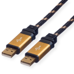 ROLINE 11.02.8913 USB cable USB 2.0 3 m USB A Black, Gold