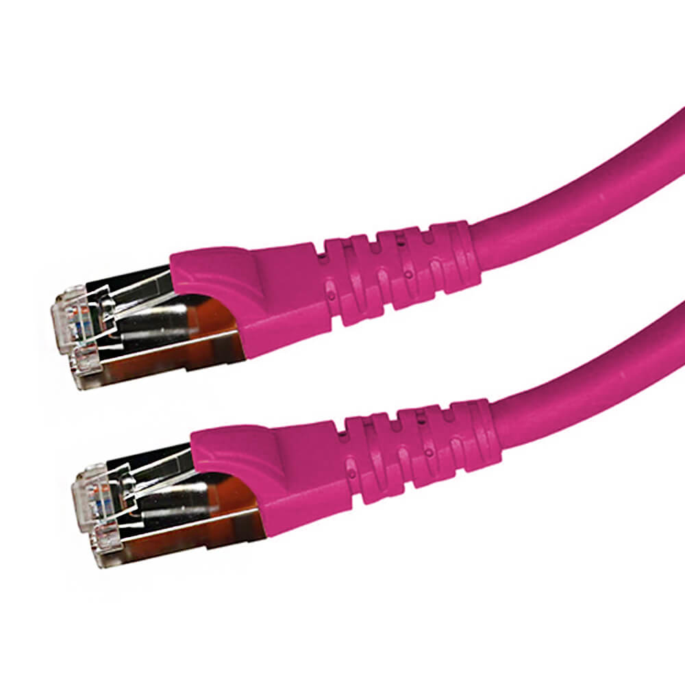 Videk Cat6a Booted LSZH 10g S/FTP Patch Cable Pink 2Mtr