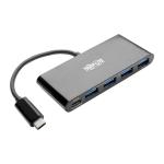 Tripp Lite U460-004-4AB-C 4-Port USB-C Hub with Power Delivery, USB-C to 4x USB-A Ports, USB 3.0, Black