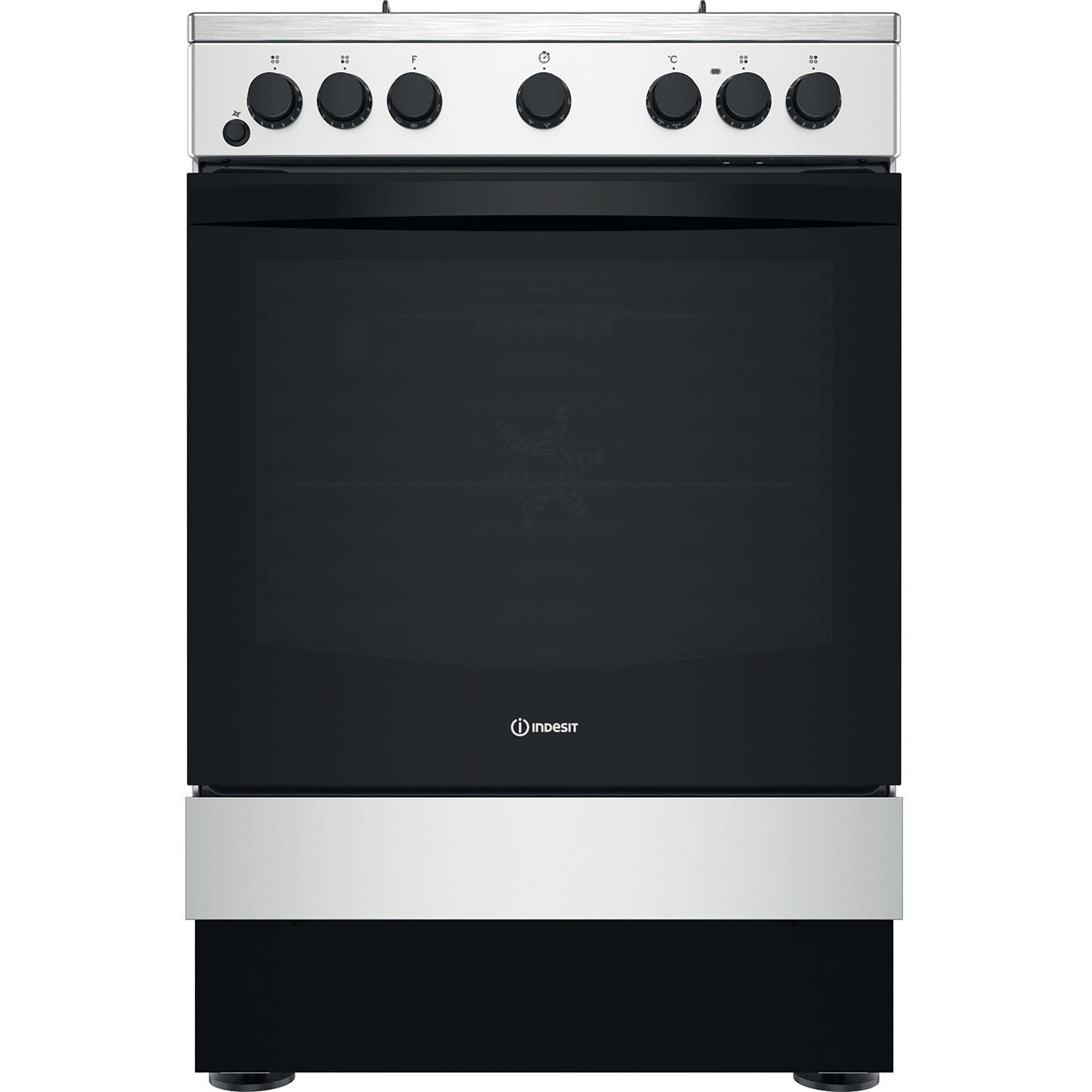 Photos - Cooker Indesit 60cm Dual Fuel  - Silver IS67G5PHX 