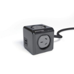 ALLOCACOC PowerCube 4 Power Outlet and 2 USB Ports 1.5m. Black