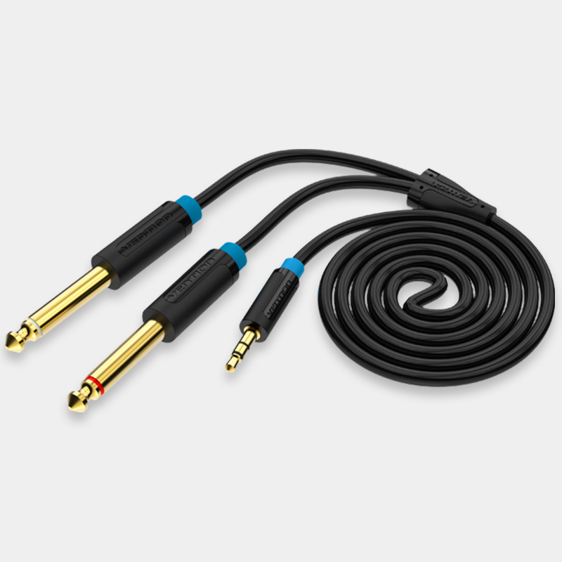 Vention 3.5mm TRS Male to Dual 6.35mm Male Audio Cable 1.5M Black