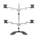 StarTech.com Desktop Quad Monitor Stand - Ergonomic VESA 4 Monitor Arm (2x2) up to 32" - Free Standing Articulating Universal Pole Mount - Height Adjustable/Tilt/Swivel/Rotate - Silver