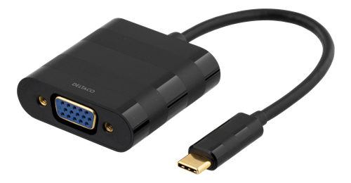 USBC-1098 DELTACO USBC-1098 - 0.1 m - USB Type-C - VGA (D-Sub) - Male - Female - Gold