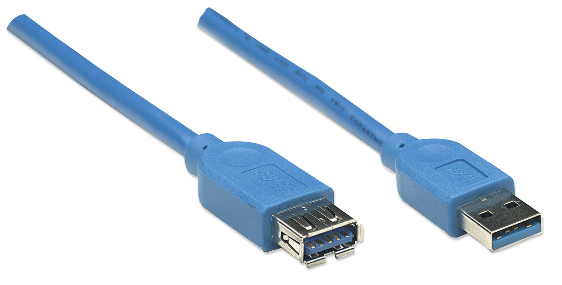 Manhattan USB-A to USB-A Extension Cable, 3m, Male to Female, 5 Gbps (USB 3.2 Gen1 aka USB 3.0), Blue, Polybag
