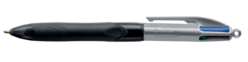 Image of BIC 4 Colours Grip Pro Black, Blue, Green, Red Clip-on retractable...